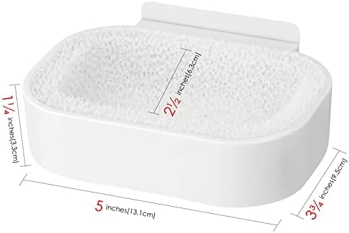 Adorila Duvara Monte Sabunluk Duş, Kendinden Yapışkanlı Sabunluk Sünger Ped ile, Bar Sabun Tepsisi Banyo için (Beyaz)