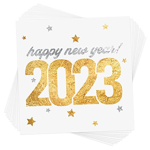 YENİ YILINIZ KUTLU OLSUN 10 geçici Dövme seti / 2023 Yeni Yıl Arifesi / premium su geçirmez tatil takı folyo Flaş