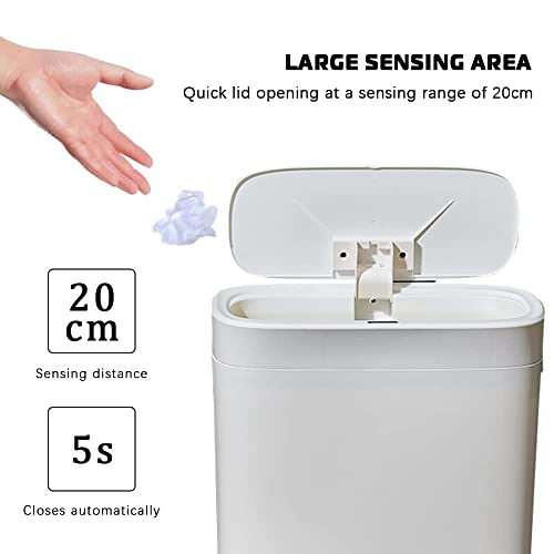 Fotoselli çöp tenekesi, 3.2 Galon Su Geçirmez Otomatik Akıllı Banyo çöp tenekesi Kapaklı, İnce Hareket Sensörü Plastik