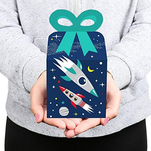 Büyük Mutluluk Noktası Uzaya Fırlar - Kare İyilik Hediye Kutuları-Roket Gemisi Bebek Duşu veya Doğum Günü Partisi