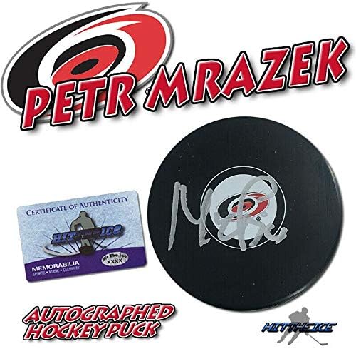 Petr Mrazek Carolina Hurricanes İmzalı Disk w / COA 1-İmzalı NHL Diskleri