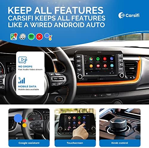 CARSİFİ Kablosuz Android Oto Adaptörü ile Tüm Arabalar ve Kafa Üniteleri için Kablolu Android Oto-Kablosuz Araç Dongle