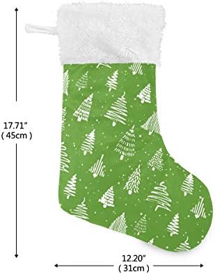 ALAZA Noel Çorap Noel Ağacı Yeşil ve Beyaz Klasik Kişiselleştirilmiş Büyük Çorap Süslemeleri için Aile Tatil Sezon