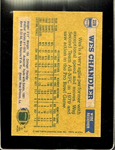 1982 Topps 228 Wes Chandler San Diego Şarj Cihazları NFL Futbol Kartı NM-MT