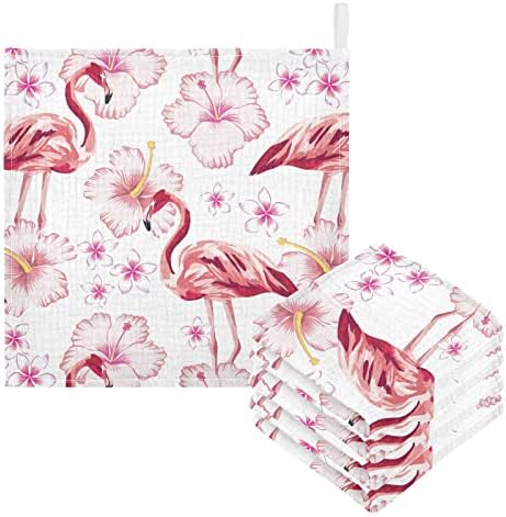 vvfelıxl Bebek Bezleri Pamuk Flamingo Tropikal Ebegümeci Çiçekleri Bebek Muslin Bezleri Yenidoğan Bebekler için Yumuşak