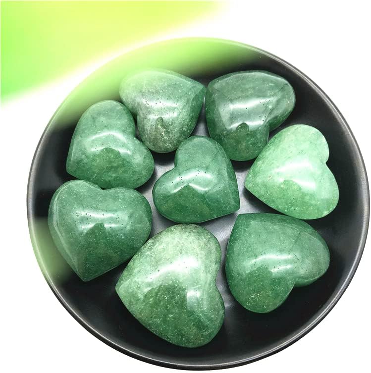 ERTİUJG HUSONG306 1 Parça Doğal Yeşil Çilek Kristal Kalp Şeklinde Kristal Cilalı Taşlar Şifa Dekor Hediyeler Doğal