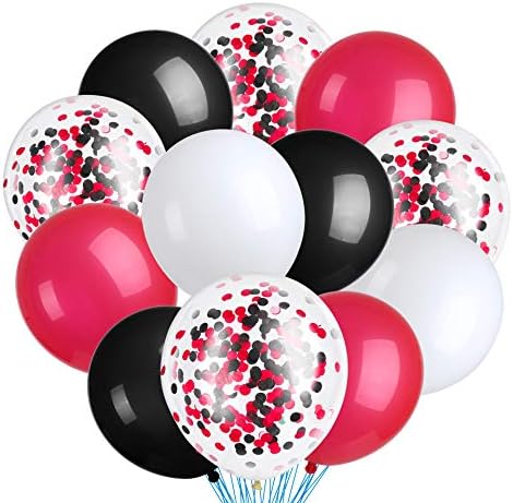 100 adet Siyah Kırmızı Balonlar Korsan Oduncu balonlar 12 inç Konfeti Lateks Balonlar Bebek Duş Emeklilik Düğün Gelin