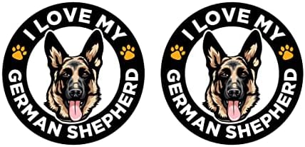 WickedGoodz Alman Çobanımı Seviyorum Vinil Çıkartması - 2 adet Set Köpek Irkı tampon çıkartması - Dizüstü Bilgisayarlar