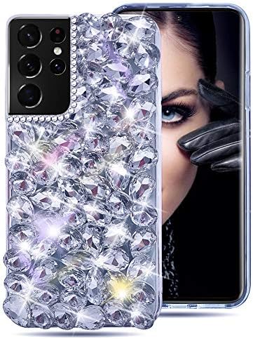 Bonıtec Samsung Galaxy S23 Ultra Glitter Kılıf ile Uyumlu 3D Glitter Sparkle Bling Kılıf Kristal Rhinestone Elmas