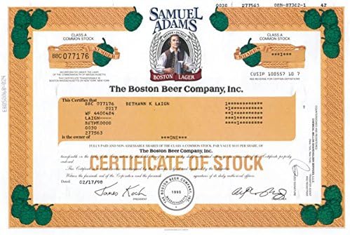 Samuel Adams Bira Fabrikası-Stok Sertifikası