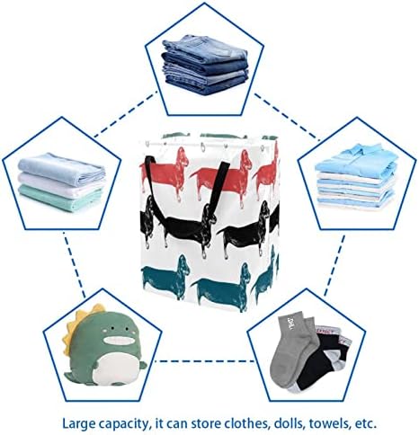 Dachshunds Uzun Köpekler Baskı Katlanabilir çamaşır sepeti, 60L Su Geçirmez çamaşır sepetleri çamaşır Kutusu Giysi