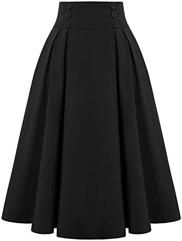 Fragarn Boho yaz elbisesi Kadınlar için, Kadın Moda Rahat Etek Cepler ile Vintage Yüksek Bel Pilili Etek