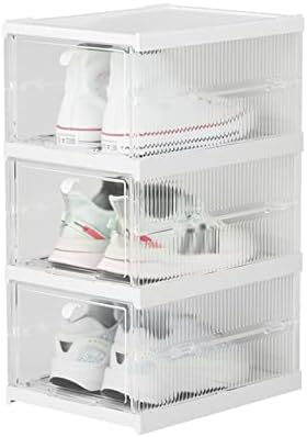 VUA Beyaz 3 Katmanlı Plastik Üst Üste Bindirilebilir Basit Ayakkabı Dolabı Toz Geçirmez Çekmece Şeffaf Ayakkabı Derinleştirme