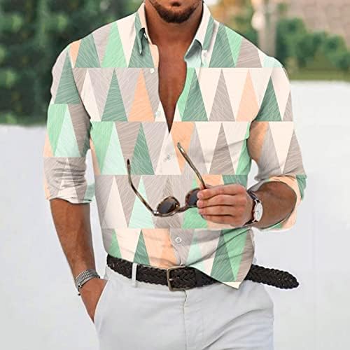 ayaso Uzun Kollu Gömlek Erkekler için Colorblock Düğme Aşağı Standı Yaka Bluz Tops Artı Boyutu Slim-Fit Düzenli Fit