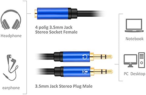 Tan QY Kulaklık Splitter 1.5 Ft, Bilgisayar için Kulaklık Splitter 3.5 mm Kadın 2 Çift 3.5 mm Erkek Kulaklık Mikrofon