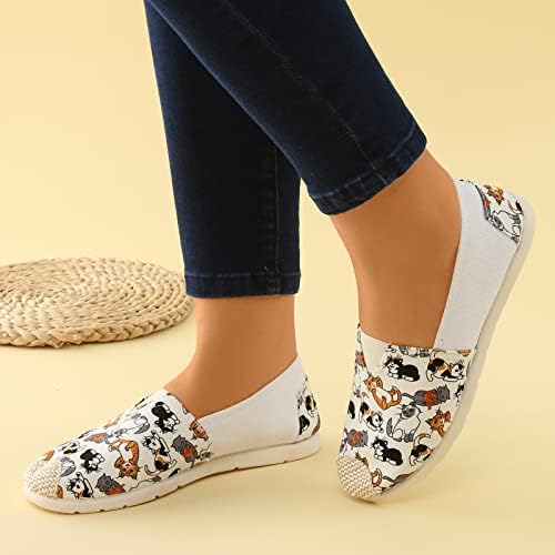 Batı Rahat Ayakkabılar Bayanlar Çiçek Karikatür Baskı Ayakkabı Moda Yumuşak Taban Bez Ayakkabı Keten Yumuşak Taban