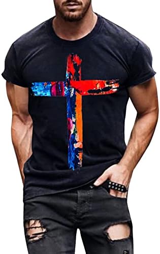 XXBR Erkek Asker kısa kollu tişörtler, 2022 Yaz İnanç İsa Çapraz Baskı Slim Fit Atletik Kas Tee Gömlek Tops