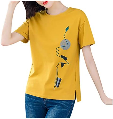 Bmısegm kadın Kısa Kollu T Shirt Bluz Karikatür Yaz Rahat Fit Tees Pamuk Gömlek
