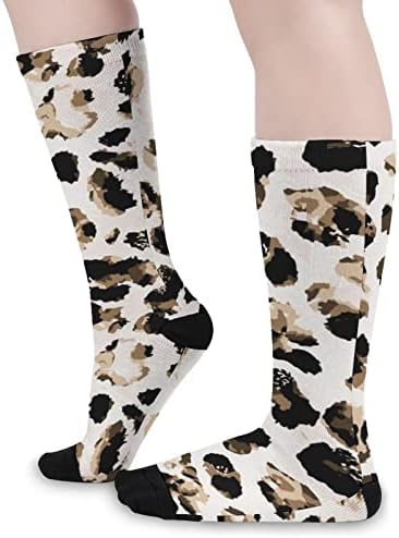 Suluboya Leopar Çita Cilt Baskılı Renk Eşleştirme Çorap Atletik Diz Yüksek Çorap Kadın Erkek