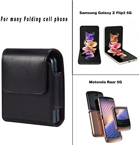 Hakiki Deri Flip cep telefonu Kılıfı Kemer Kılıfı Samsung Galaxy Z Flip 4 / Z Flip 3 5G / Z Flip 5G, Motorola Moto