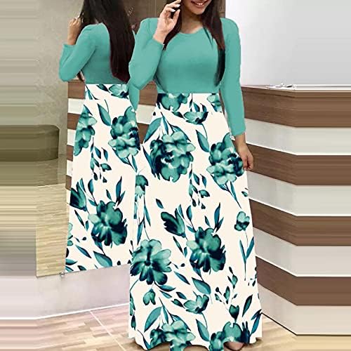Kadınlar için iş Elbiseleri 2023, Bayan Uzun Kollu Çiçek Baskı Gevşek Düğün Tatil Parti Maxi Elbiseler