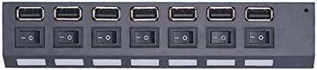 WYFDP USB Güç Adaptörü 7 Port Çoklu Genişletici 2.0 USB Hub Anahtarı ile PC için Çoklu Arayüz (Renk: Siyah)