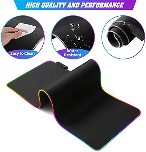 RGB Oyun Mouse Pad, LED Yumuşak Ekstra Genişletilmiş Büyük Mouse Pad, Kaymaz Kauçuk Taban, bilgisayar Klavye Fare