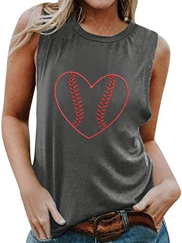 4TH Temmuz Tankı Üstleri Kadınlar için Egzersiz Egzersiz Beyzbol Baskılı Tişörtleri Gömlek O-Boyun Nefes Kolsuz Kazaklar