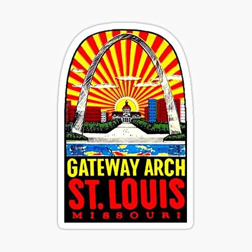 Ağ geçidi Kemer St Louis Vintage Seyahat çıkartma Etiket Grafik Otomatik, Duvar, Dizüstü Bilgisayar, Hücre, Kamyon