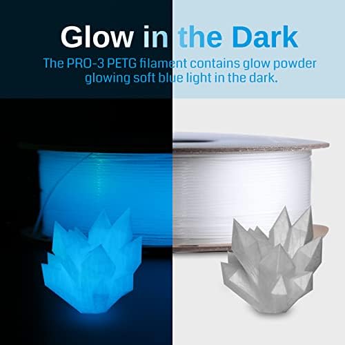 SainSmart Büyümek Koyu Mavi PETG Filament, 1.75 mm PRO-3 PETG 3D Yazıcı Filament, Glow Mavi, 2.2 LBS (1 KG) makara,