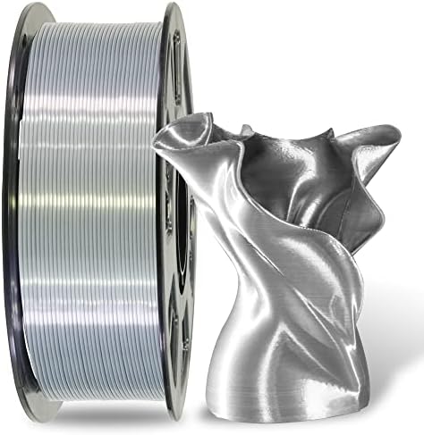 MİKA3D 1.75 mm İpek Metalik Gümüş Parlak PLA 3D Baskı Filament, 1 KG 2.2 Lbs 3D Baskı Malzemesi ile Yüksek Çap Doğruluk,