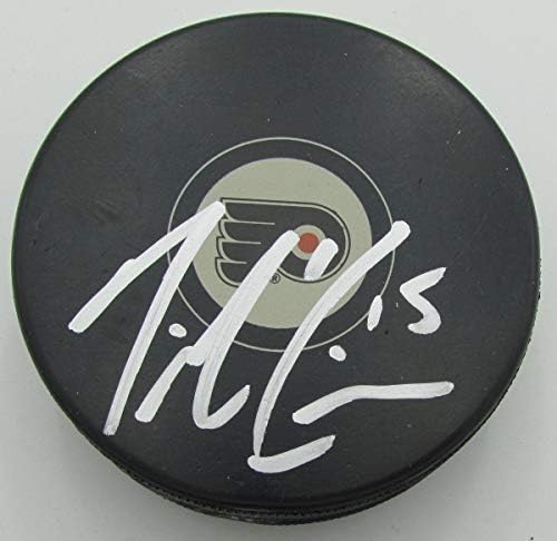 Tye McGinn Philadelphia El İlanları İmzalı / İmzalı El İlanları Logo Diski 140621-İmzalı NHL Diskleri
