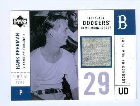 Hank Behrman oyuncu yıpranmış forması yama beyzbol kartı (Brooklyn Dodgers 67) 2001 Üst Güverte Legends New York