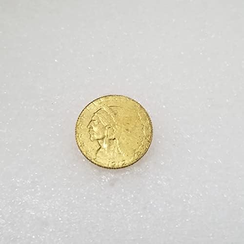 Antika El Sanatları Amerikan Altın Sikke 1912 $5 Altın Hint Yarım Kartal Sikke Gümüş Dolar