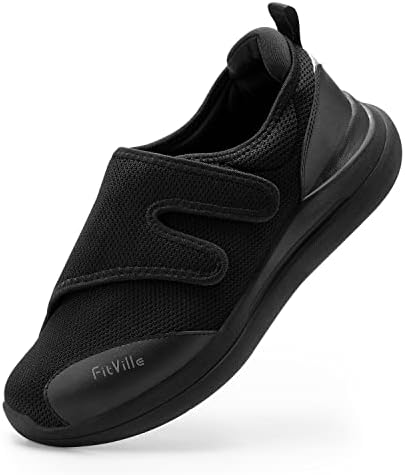 FitVille Diyabetik Ayakkabı Erkekler için Ekstra Geniş Genişlik Ortopedik Slip-on yürüyüş ayakkabısı Kemer Desteği