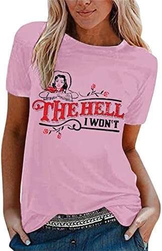 ZDFER Hawaii Gömlek Kadınlar için Mektup Baskılı Yuvarlak Boyun Kısa Kollu Üstleri Tişörtleri Tunik Bluz Tee Gömlek