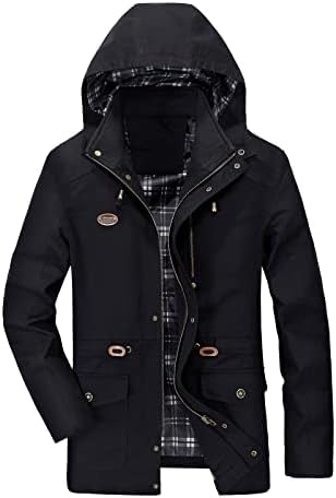 Erkek Kapüşonlu Ceket ve Mont Moda Düz Renk Rahat Takım Kalın Sıcak Fermuar Kapatma Düğmesi Rüzgarlık Ceket
