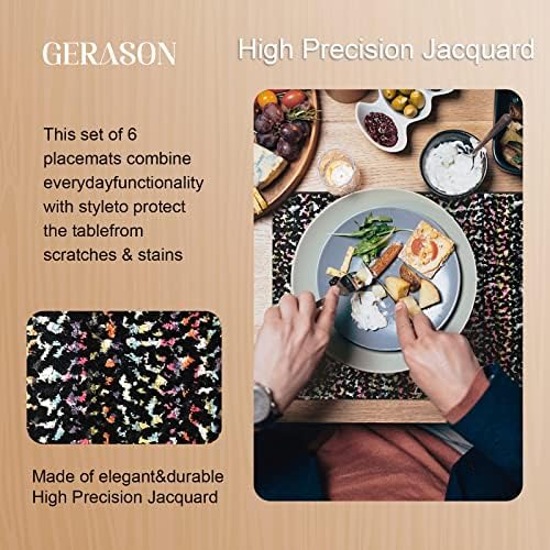 GERASON Placemats Büyük Otel Büyük Salon için 6 Masa Placemat Seti Yıkanabilir Yemek Masası Paspasları Yüksek Hassasiyetli