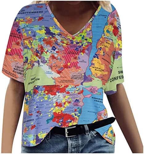 Kısa Kollu 2023 V Boyun Pamuk Grafik Üst T Shirt Bayan Sonbahar Yazlık T Shirt 9L 9L