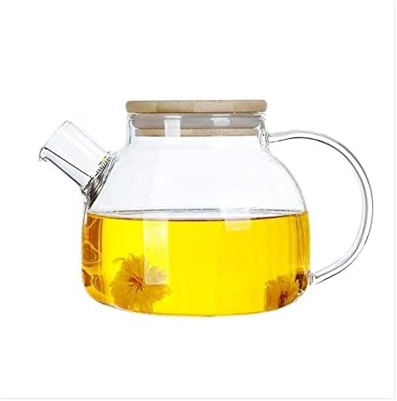 Bitki çayı pot su ısıtıcısı 1000 ml büyük kapasiteli şeffaf ısıya dayanıklı uzun borosilikat cam demlik filtre ile