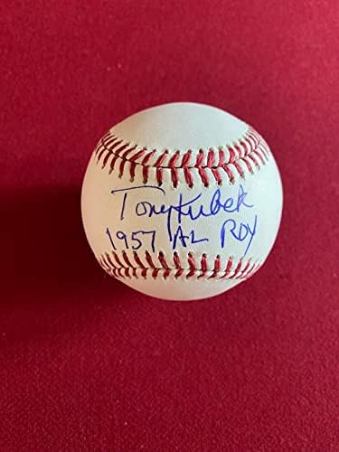 Tony Kubek İmzalı (JSA) '57 ROY Ins. Resmi Beyzbol (Vintage) Yankees-İmzalı Beyzbol Topları