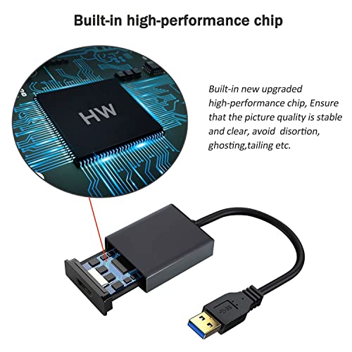 USB'den HDMI Adaptörüne, USB 3.0'dan HDMI 1080P Video Ses Dönüştürücüsüne PC, Dizüstü Bilgisayarı Monitöre Bağlayın,