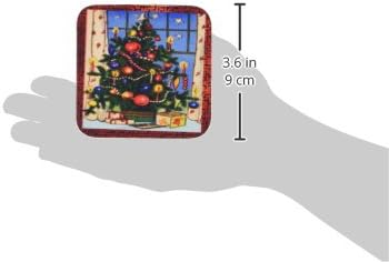 3dRose CST_8031_4 Eski Moda Noel Ağacı-Seramik Karo Bardak Altlığı, 8'li Set