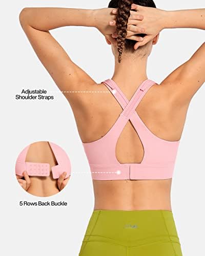 VFUS Zip Ön Ayarlanabilir Yüksek Darbe Spor Sütyen Kadınlar için Premium Kalite Tam Kapsama Egzersiz Koşu Çıkarılabilir