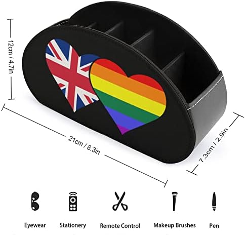 İNGILTERE İngiliz ve LGBT Bayrağı Uzaktan Kumanda Tutucu Pu Deri Uzaktan Caddy Tepsi Başucu Masa Masa Depolama Organizatör
