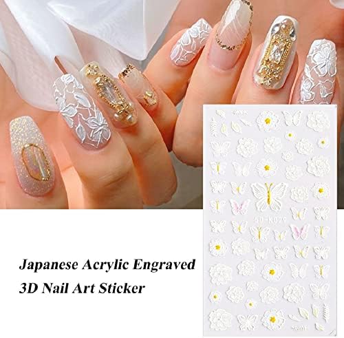 KİNGDO Çiçek Dantel Zarif Tırnak Sticker Çıkartmaları Kadınlar için Akrilik Çivi Sanat DIY Altın Gümüş Şerit Hatları