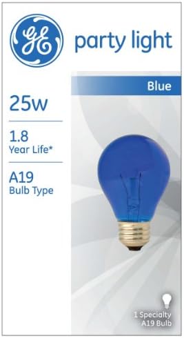 GE Aydınlatma Parti ışığı 49724 Orta Tabanlı 25 Watt Mavi A19 Ampul, 1'li Paket