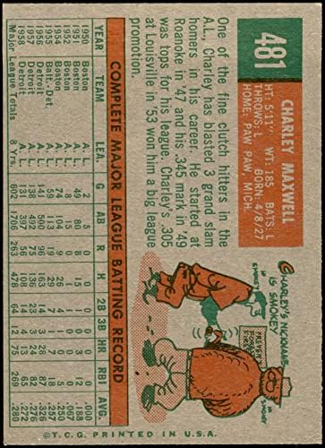1959 Topps 481 Charley Maxwell Detroit Kaplanları (Beyzbol Kartı) NM + Kaplanlar