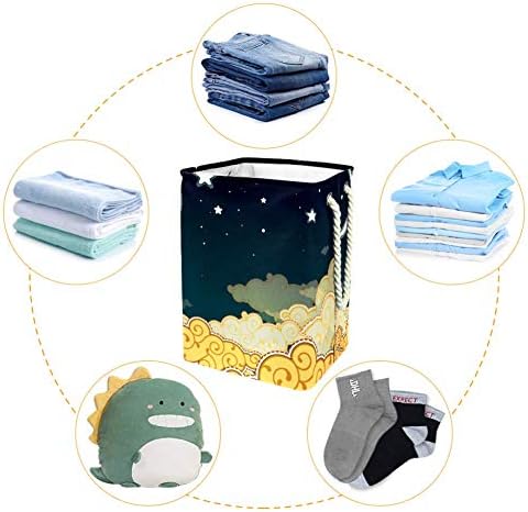DJROW Sepeti Yatak Odası için Karikatür Gece Gökyüzü ve Ay Uzun katlanır çamaşır kutusu Kolları ile Katlanabilir Giysi