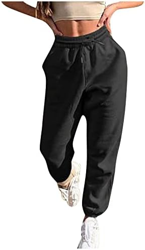 PRDECE Bayan Sweatpants Cepler ile Elastik Bel İpli Joggers Kadınlar için Aktif Yoga Salonu rahat pantolon S-3XL